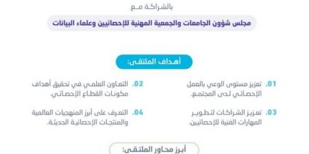 غدًا إنطلاق الملتقى الإحصائي الأول للجامعات والجمعيات المهنية والعلمية - بوابة فكرة وي