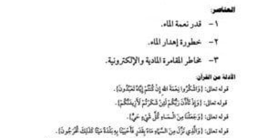 المحافظة على الماء والتحذير من القمار.. نص خطبة الجمعة غدا - بوابة فكرة وي