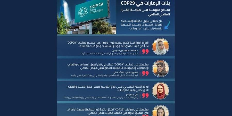 بنات الإمارات في «COP29».. نماذج ملهمة في صناعة القرار المناخي - بوابة فكرة وي